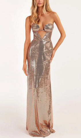 Strapless Sequin Maxi Dress