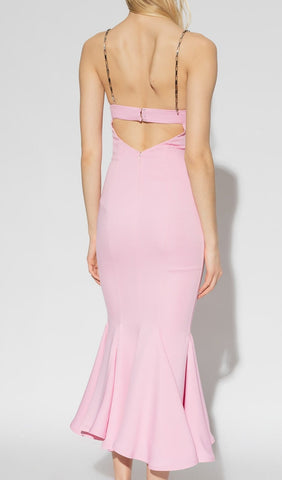 Strapy Slim Maxi Dress in Pink