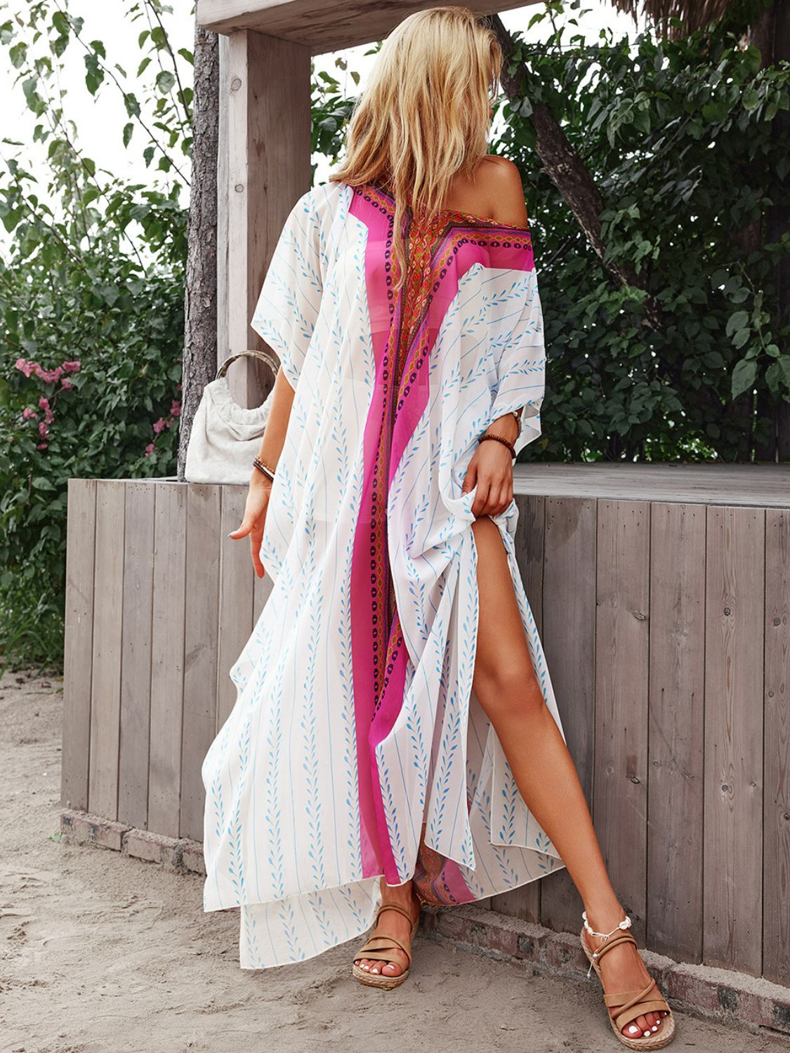 Bohemian V-Neck Slit Maxi Dress