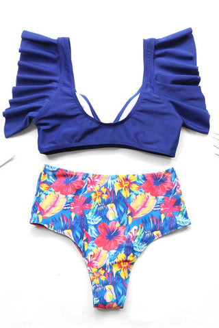 Bikini mit Blumenmuster und hoher Taille