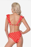 Polka Dot High Waist Ruffle Bikini