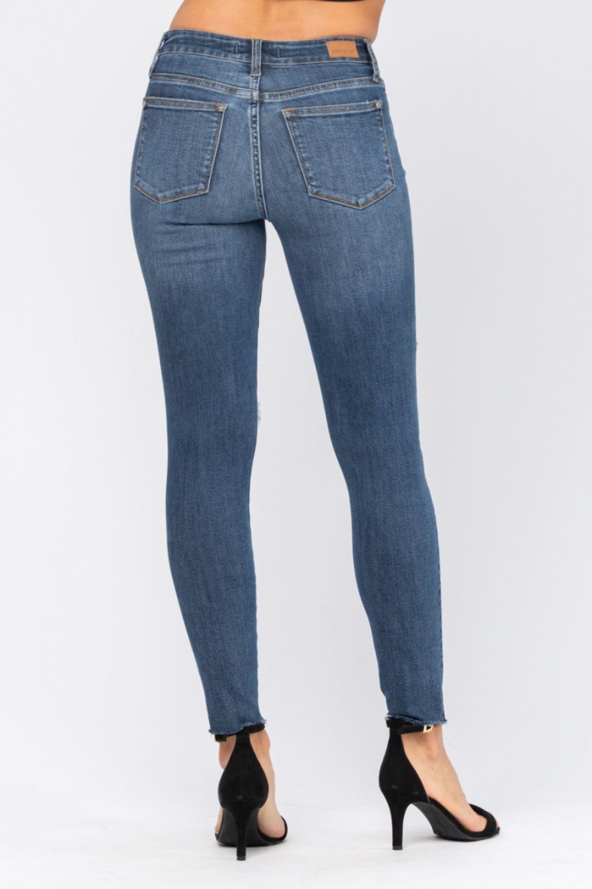 Full Size Destroyed Knee High Waist Skinny Jeans