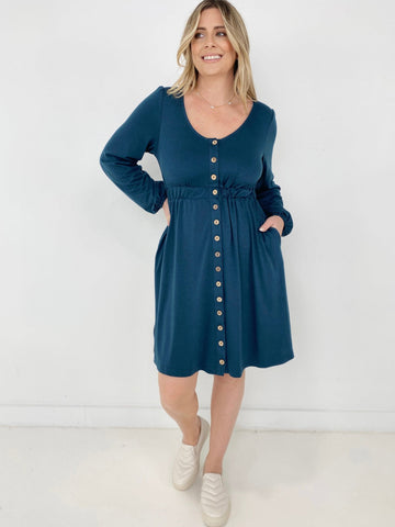 New Colors! Button Up Long Sleeve Dress