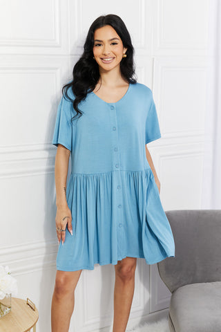 Full Size Oh Sweet Spring Button Up Flare Dress