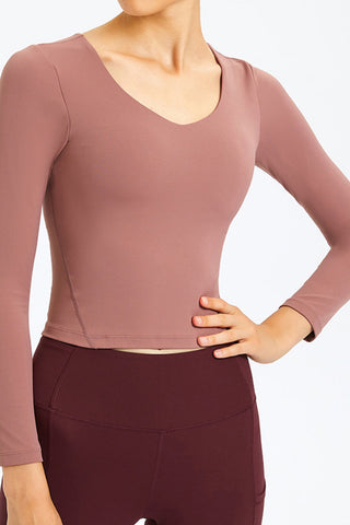 Long Sleeve Round Neck Fitness Top