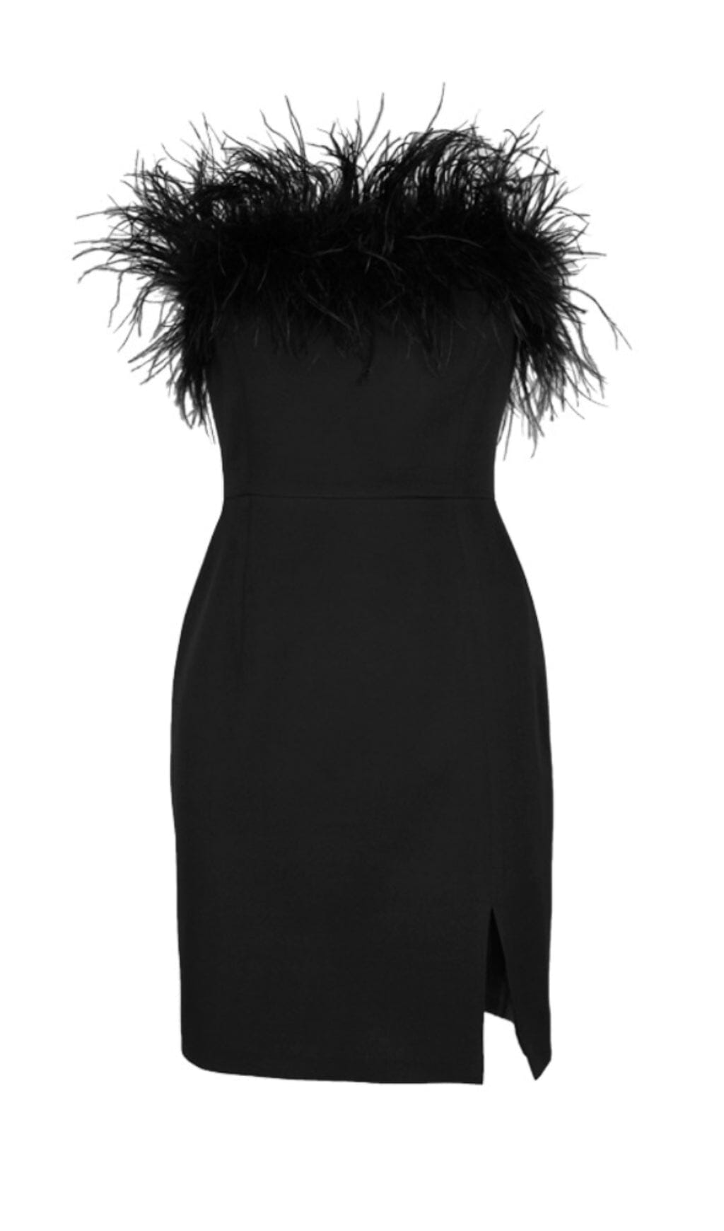 Robe courte bustier à plumes en noir