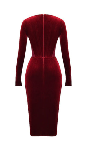 Wine Velvet Corset Dress