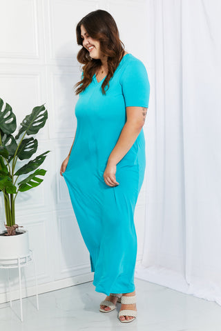 Simple Wonder Full Size Pocket Maxi Dress in Pastel Blue