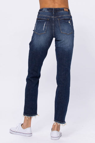 Mid-Rise Distressed Boyfriend Jeans