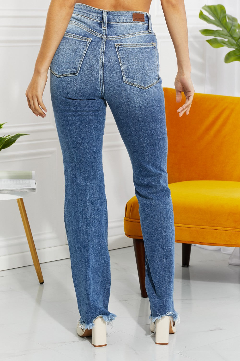 Full Size Janie High Waisted Patched Bootcut