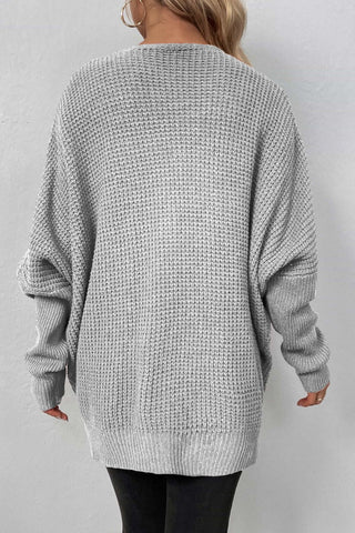 Waffle Knit One-Button Dolman Sleeve Cardigan