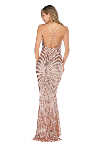 Robe de cocktail sexy à paillettes et dos nu