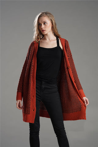 V-Neck Button Down Longline Cardigan