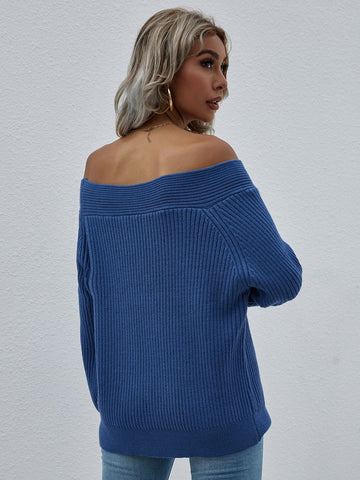 Off-Shoulder-Pullover aus Rippenstrick