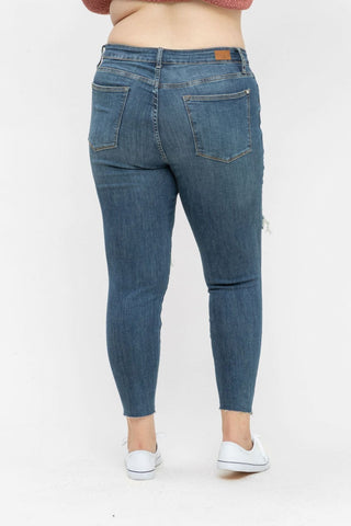 Full Size Destroyed Knee High Waist Skinny Jeans