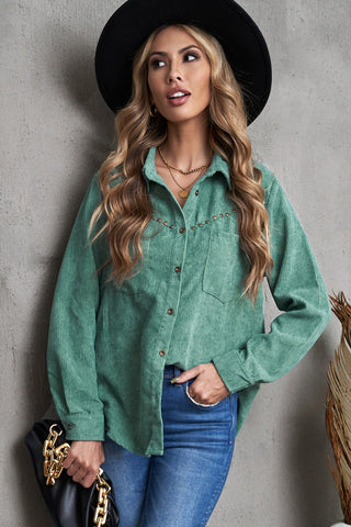 Studded Corduroy Shirt Jacket