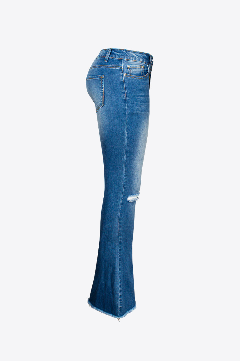 Full Size Distressed Frayed Hem Flare Jeans with Pockets