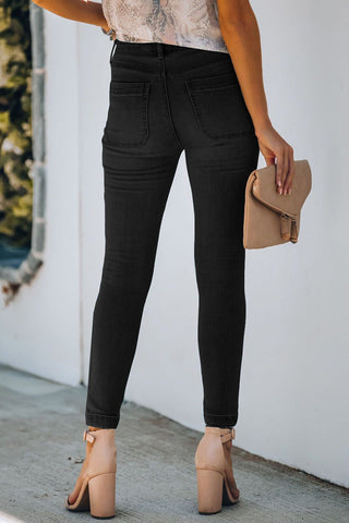 Button Fly Skinny Jeans