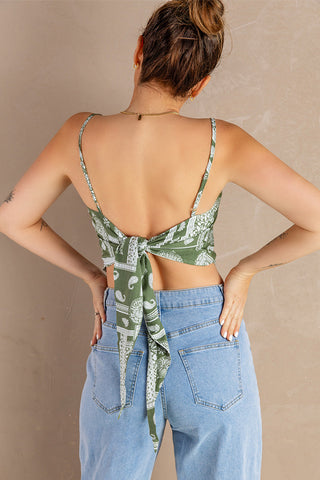Mixed Print Tie Back Cami Top