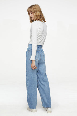 Button-Fly Wide Leg Jeans