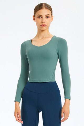Long Sleeve Round Neck Fitness Top