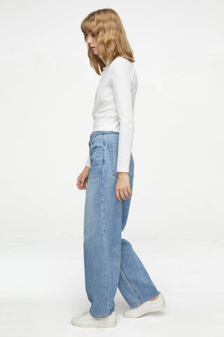 Button-Fly Wide Leg Jeans