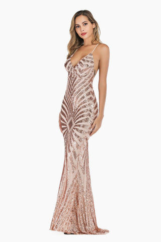 Robe de cocktail sexy à paillettes et dos nu