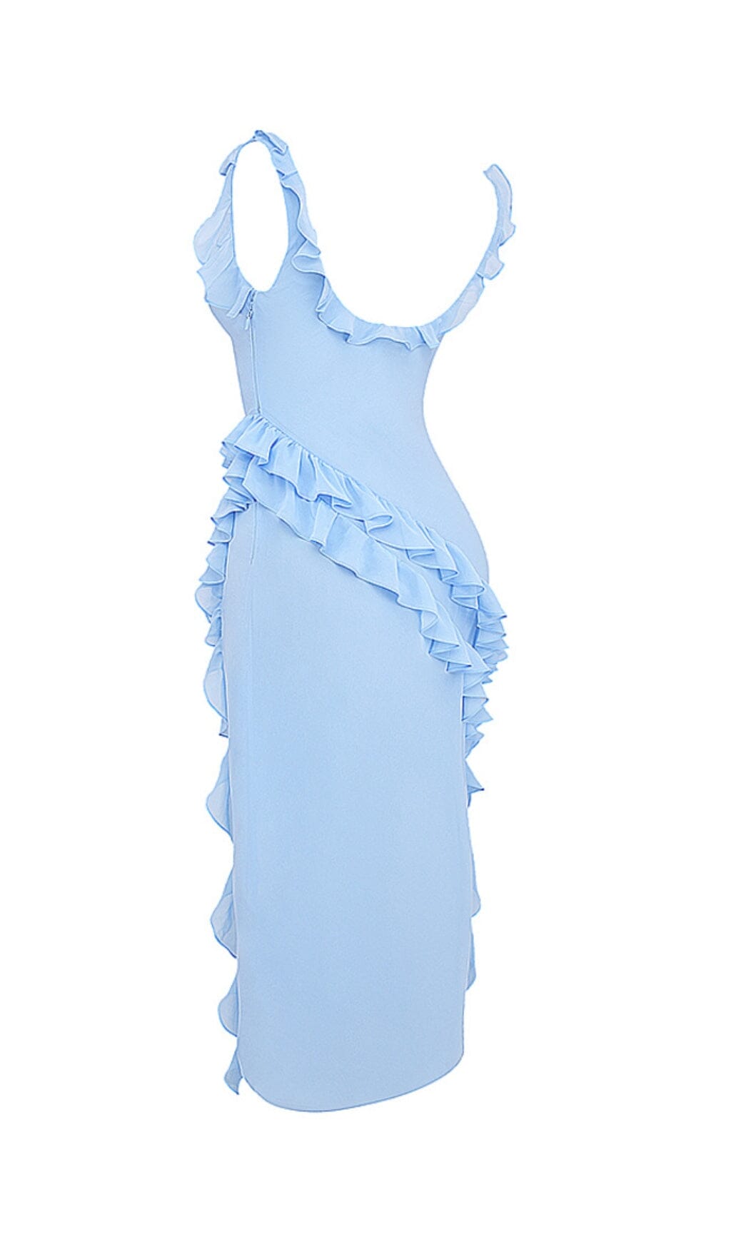 SOFT Blue Ruffle Maxi Dress – Luis Shop