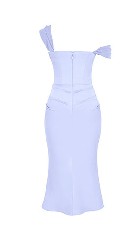 Sky Satin Corset Midi Dress