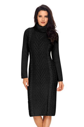 Turtle Neck Bodycon Sweater Dress