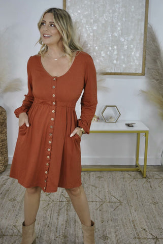 New Colors! Button Up Long Sleeve Dress