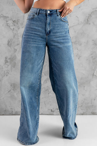 Vintage Wash Wide Leg Jeans