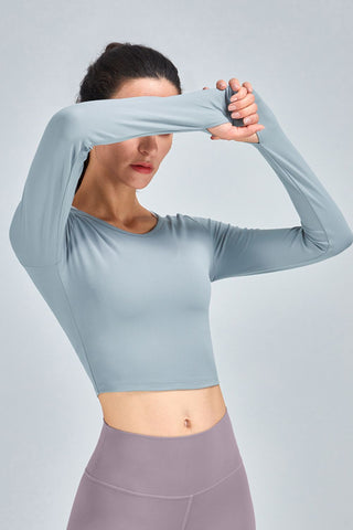 Breathable Cropped Long Sleeve Sports Top