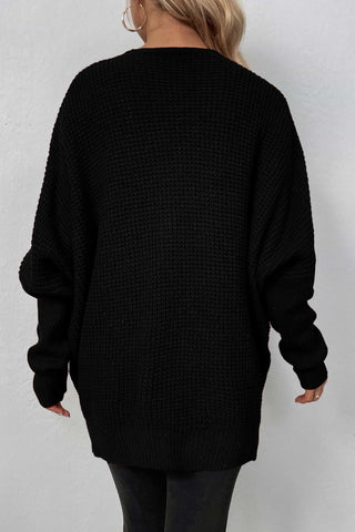 Waffle Knit One-Button Dolman Sleeve Cardigan