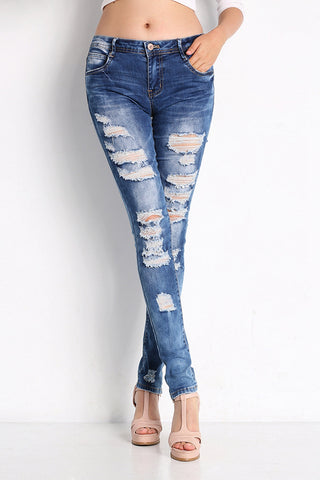 Full Size Distressed Skinny Jeans with Pockets