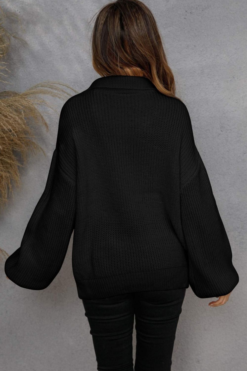 Pull à manches lanternes et demi-zip