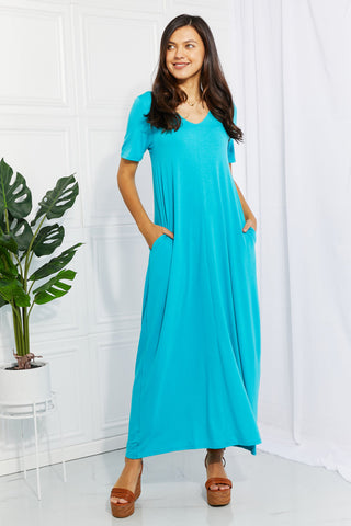 Simple Wonder Full Size Pocket Maxi Dress in Pastel Blue