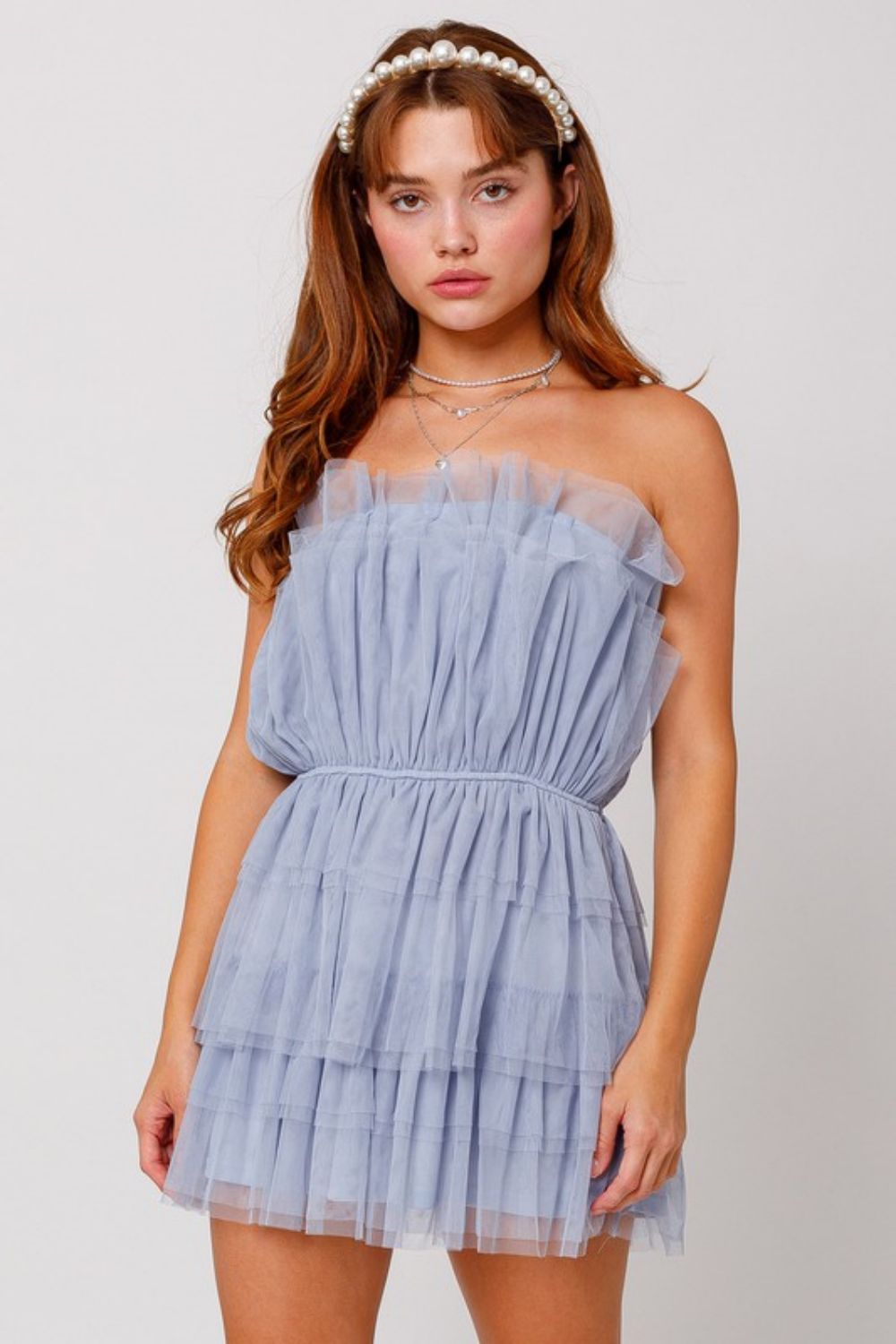 Gilli Strapless Layered Mesh Dress