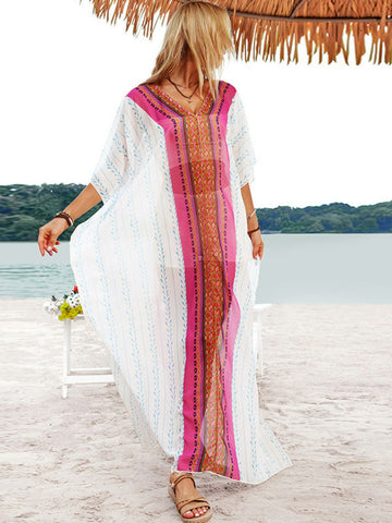 Bohemian V-Neck Slit Maxi Dress