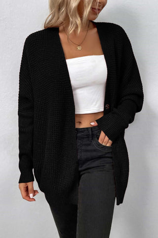 Waffle Knit One-Button Dolman Sleeve Cardigan