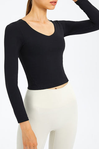 Long Sleeve Round Neck Fitness Top