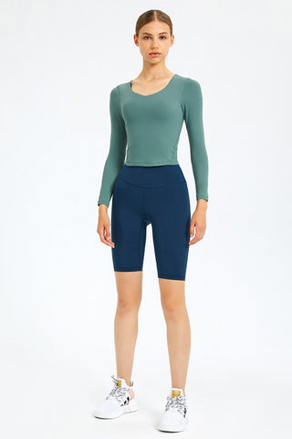 Long Sleeve Round Neck Fitness Top
