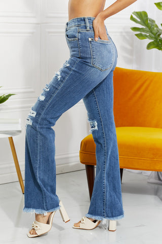 Full Size Janie High Waisted Patched Bootcut