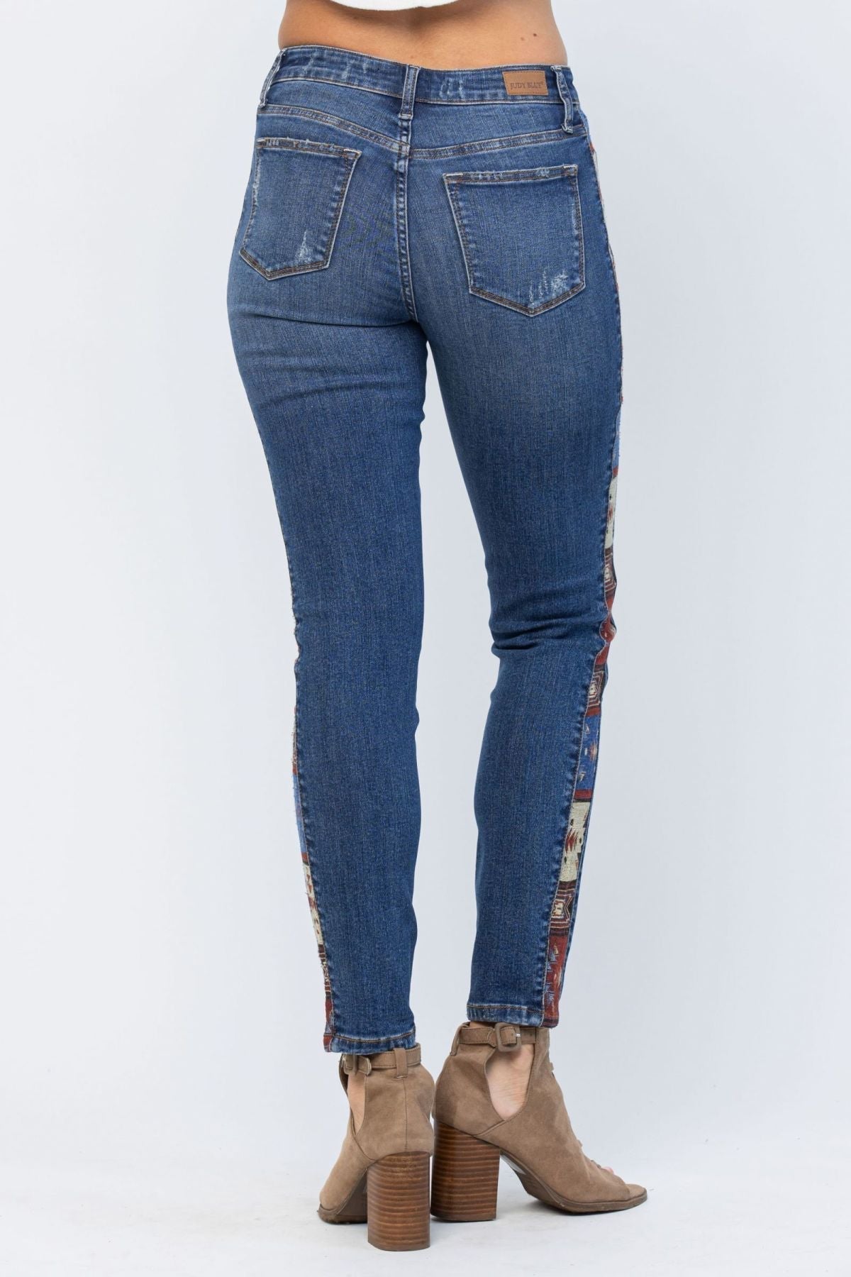 Mid-Rise Rad Embellishment Western Print Relaxed Fit Jeans