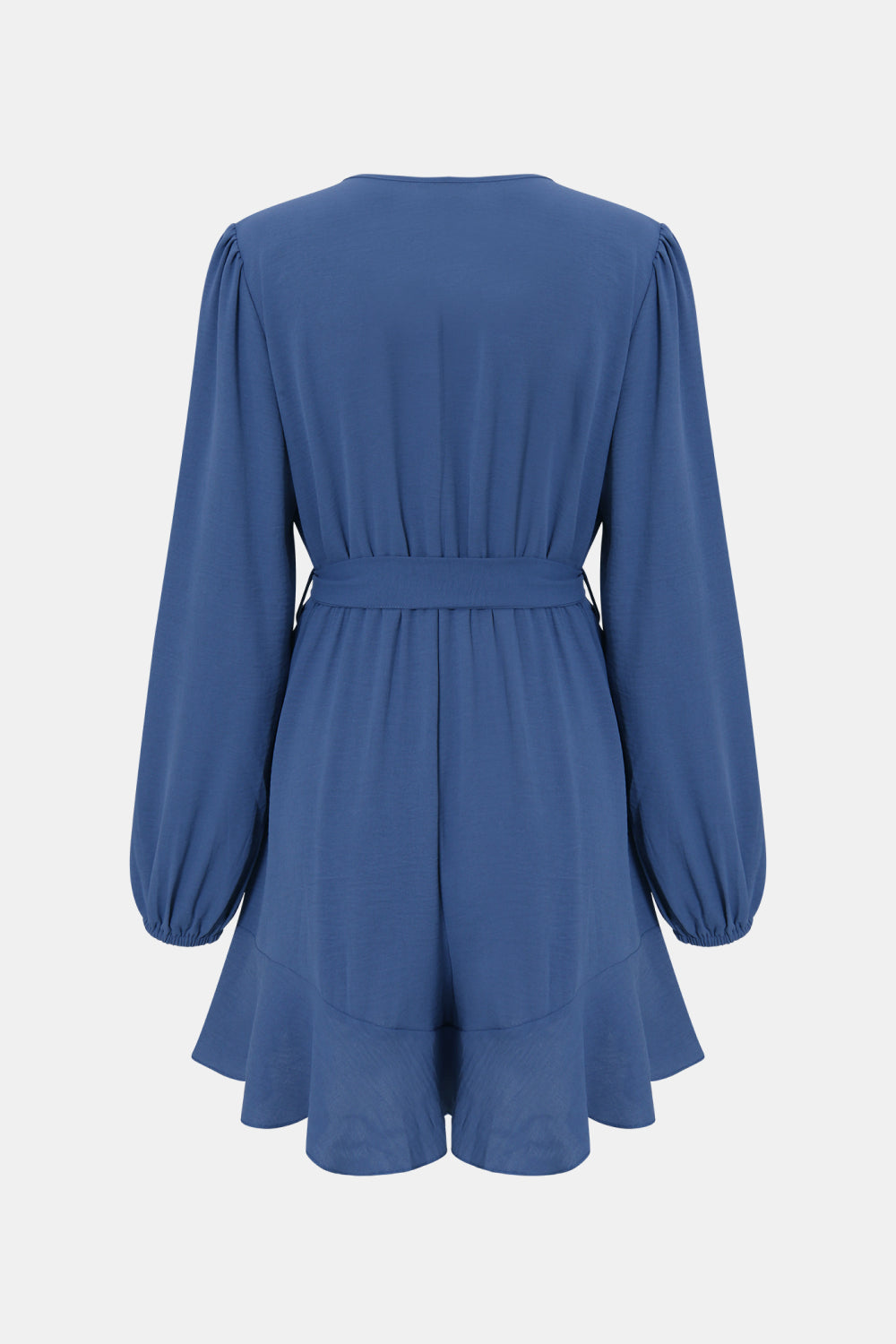 Tie-Waist Balloon Sleeve Ruffled Surplice Romper