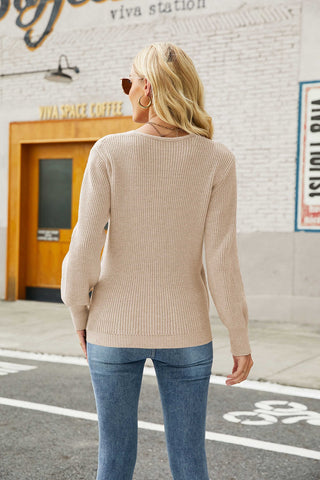 Long Sleeve Rib-Knit Sweater