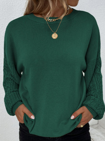 Cable-Knit Ribbed Trim Tunic Sweater