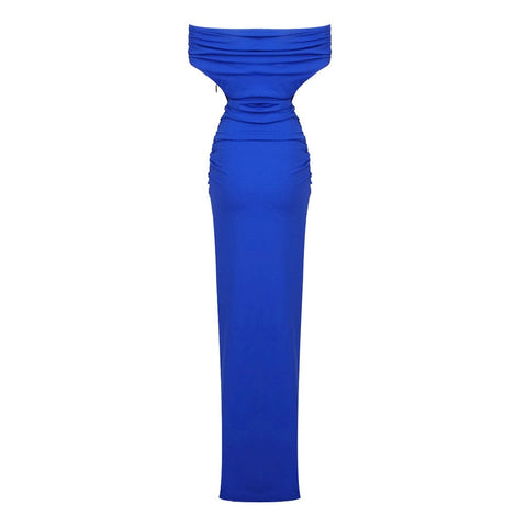 Geschlitztes Satin-Korsettkleid in Blau 