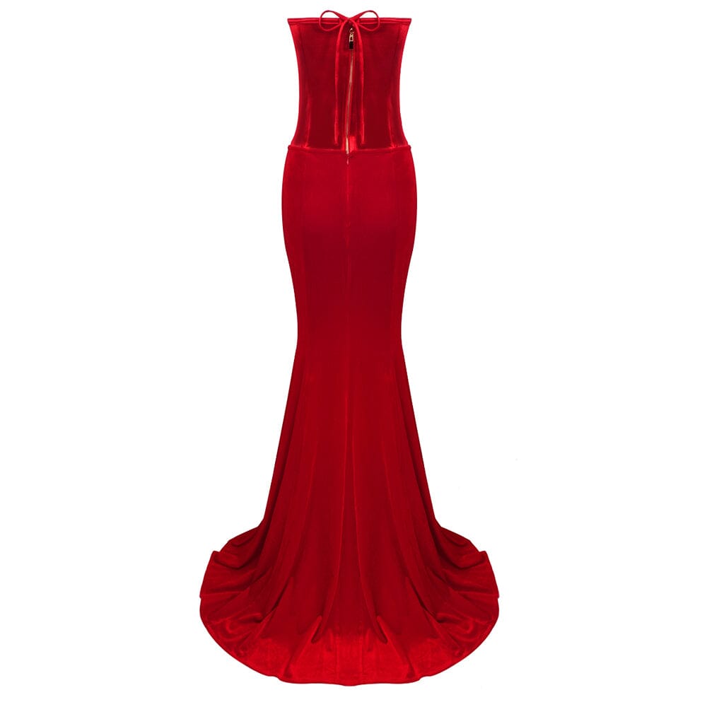 Strapless Corset Two-Piece Dress in Red