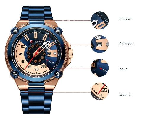 Blue n Gold Dial Watch (Dial 4.5cm)